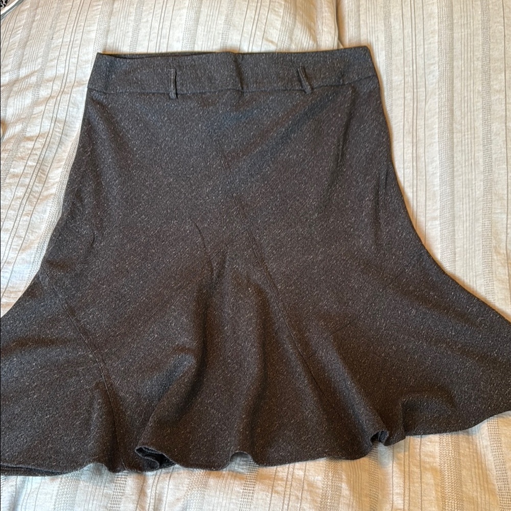 Charcoal Gray Midi A-Line Skirt with Ruffled Details